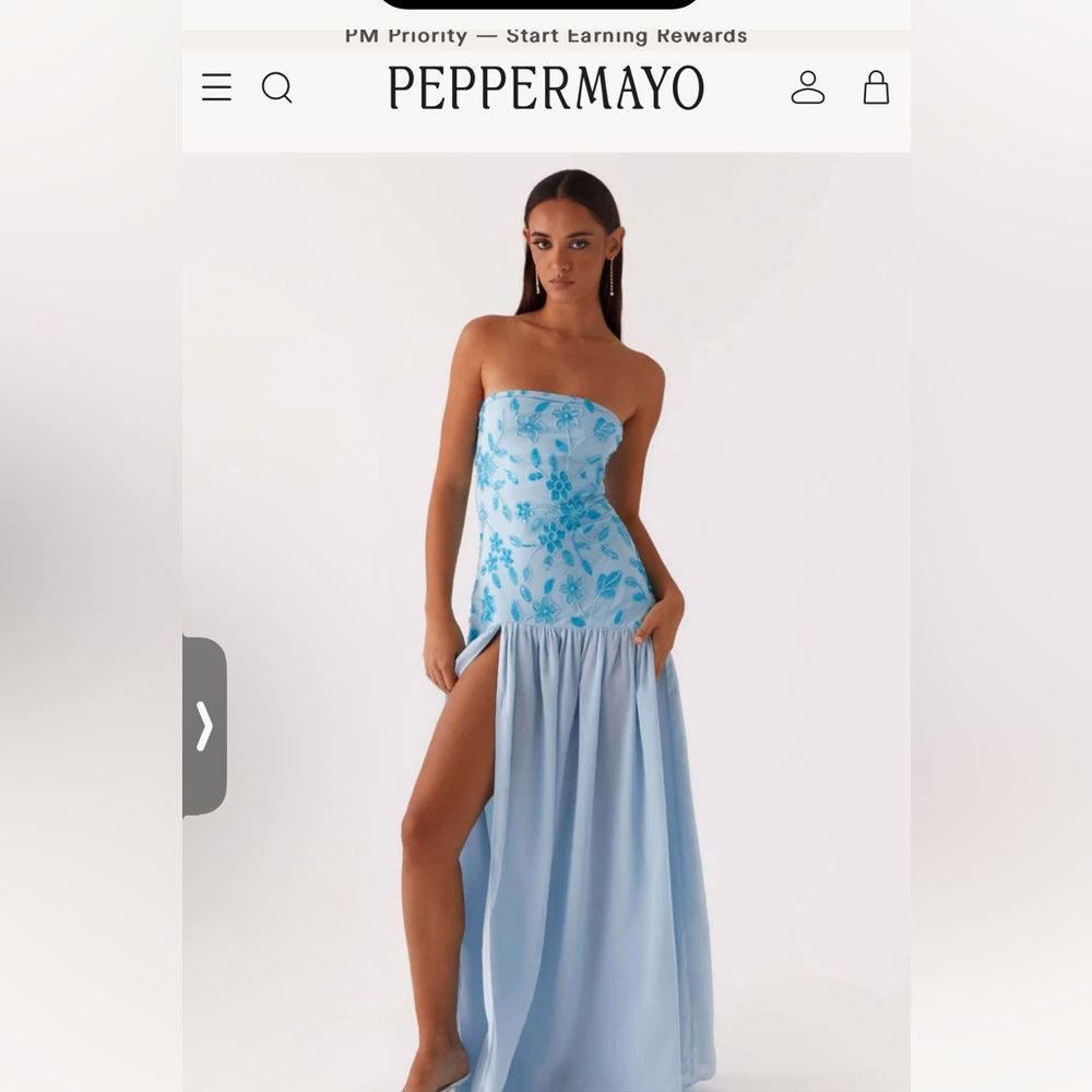 Eden Strapless Beaded Maxi Dress - Blue